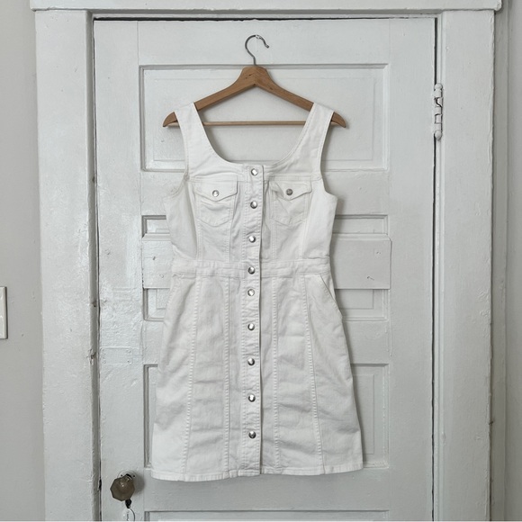 J. Crew White Denim button-down scoopneck dress with pockets - Picture 3 of 10